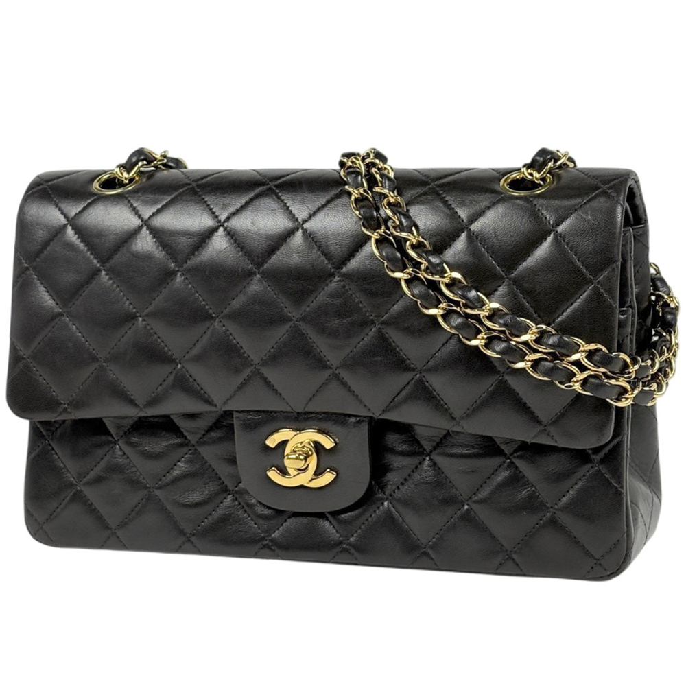 Chanel Matelassé Coco Mark Leather Black A01112 Women's Bag